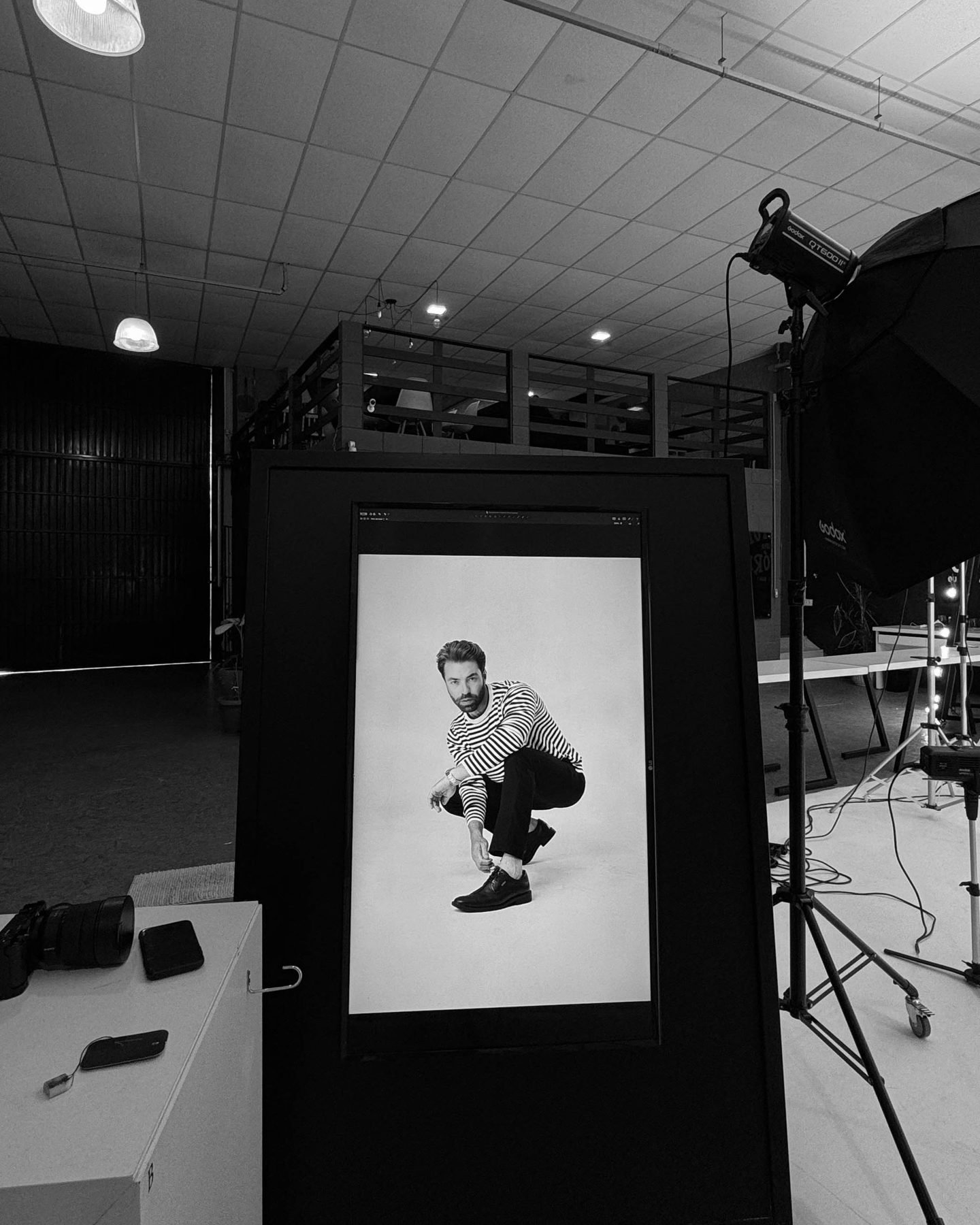 O set montado no estúdio